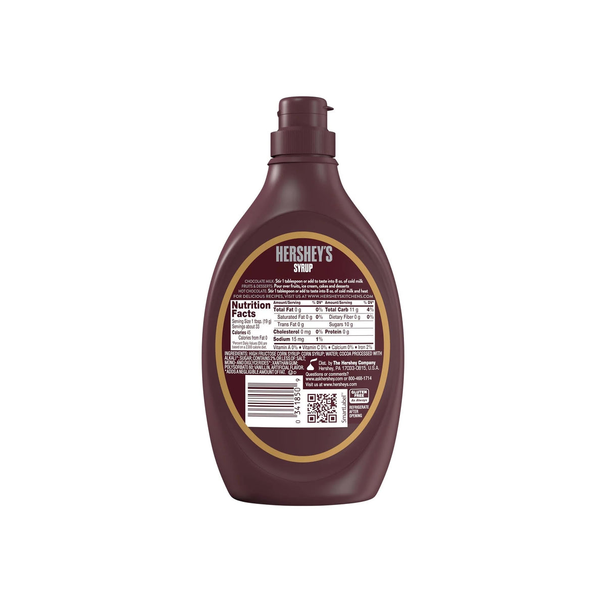 HERSHEYS Special Dark Syrup - Mildly Sweet Chocolate Syrup - Pack of 4 - 22 Oz