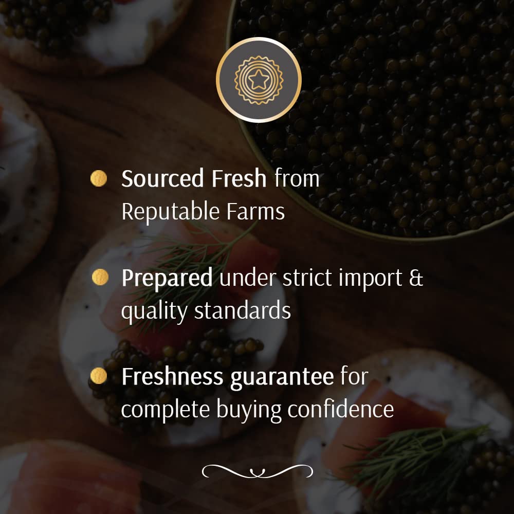 OLMA Caviar Taster Gift Set - 4 oz (112g) of Caviar, Includes 8 Varieties of Caviar Fish Roe (Beluga Hybrid, Osetra, Kaluga Roya