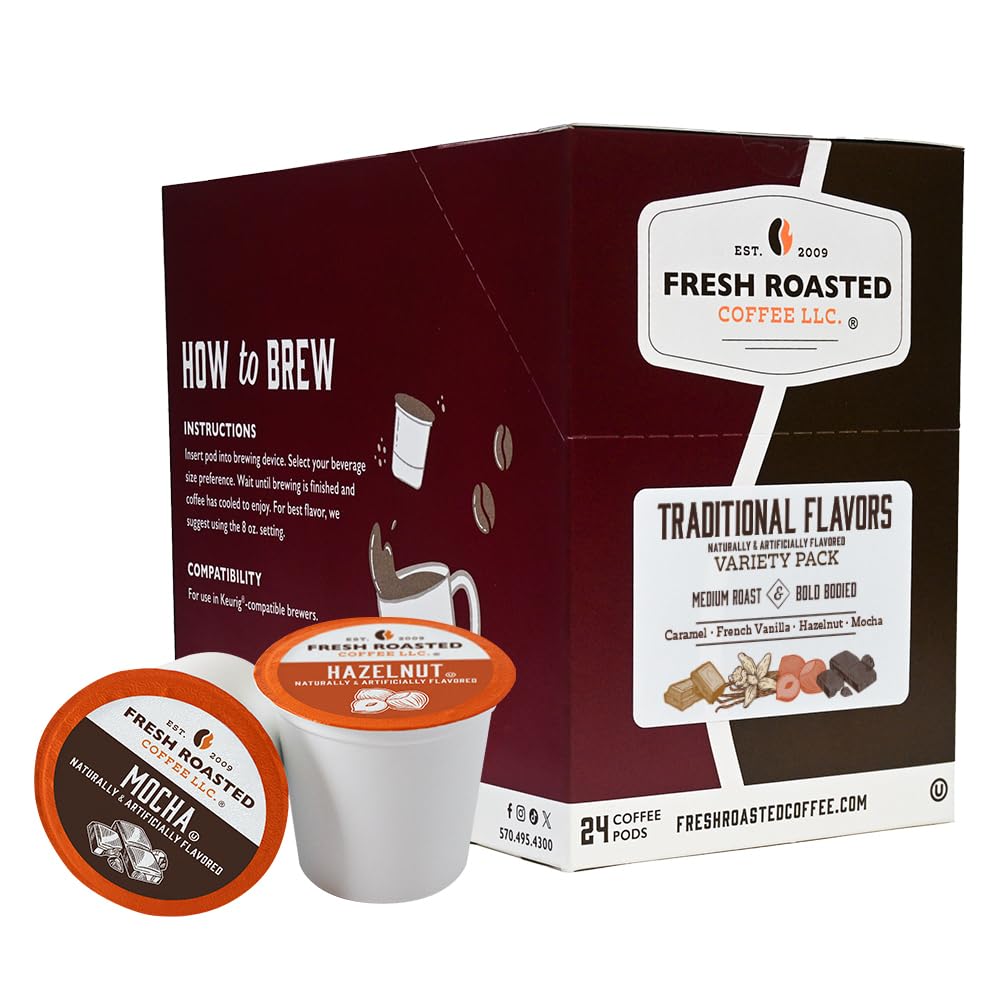 Fresh Roasted Coffee Flavored Coffee Pod Variety Pack, K-Cup Compatible, 24 Count