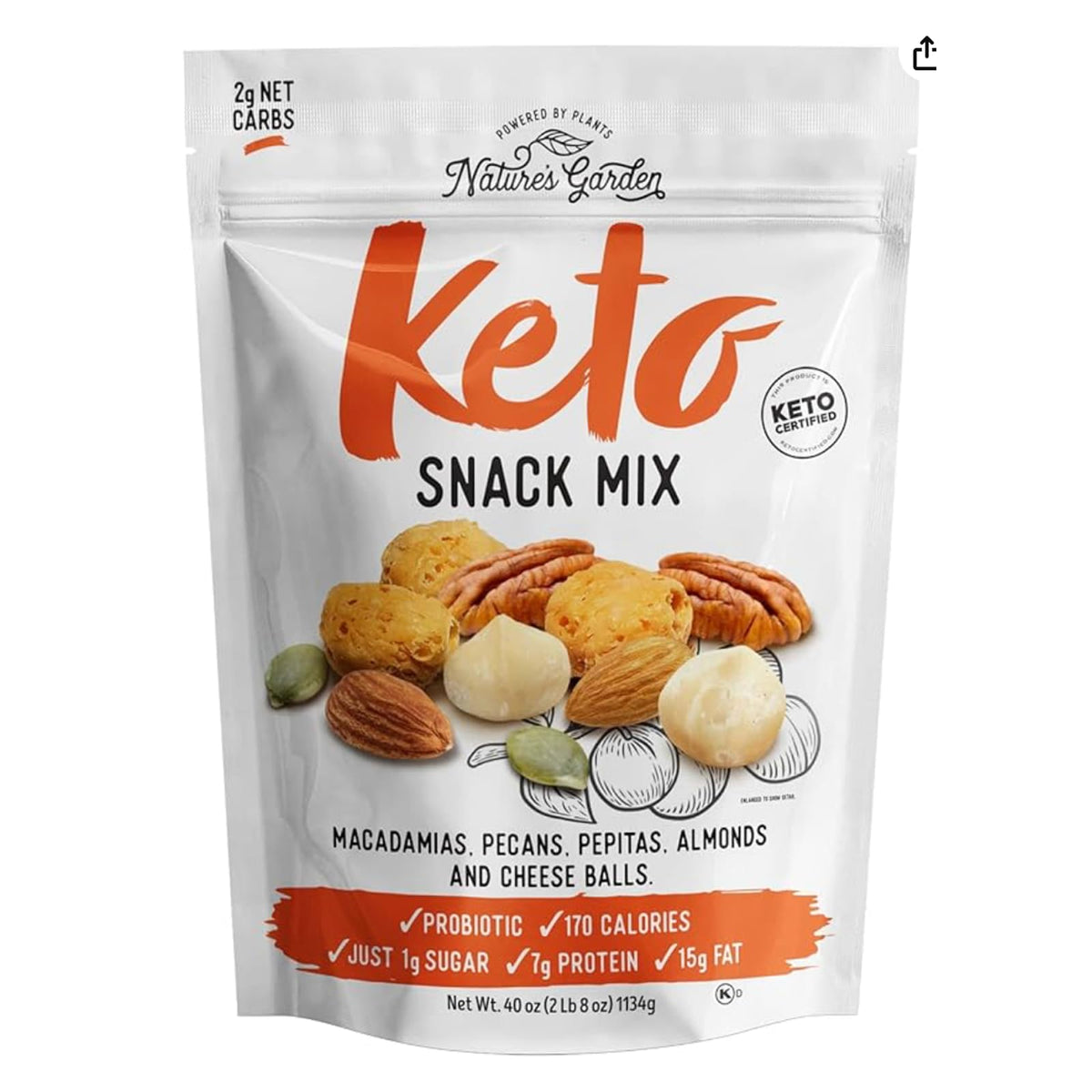Natures Garden Keto Snack Mix - Probiotic Cheese Balls, Crunchy Keto Snack, Keto Snack Mix, Low Carb, All Natural, Heart Healthy