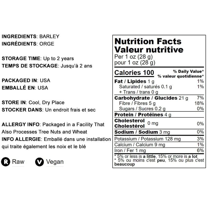 Food to Live Hulled Barley Grain, 100% Whole Grain, Vegan, 25 Pounds
