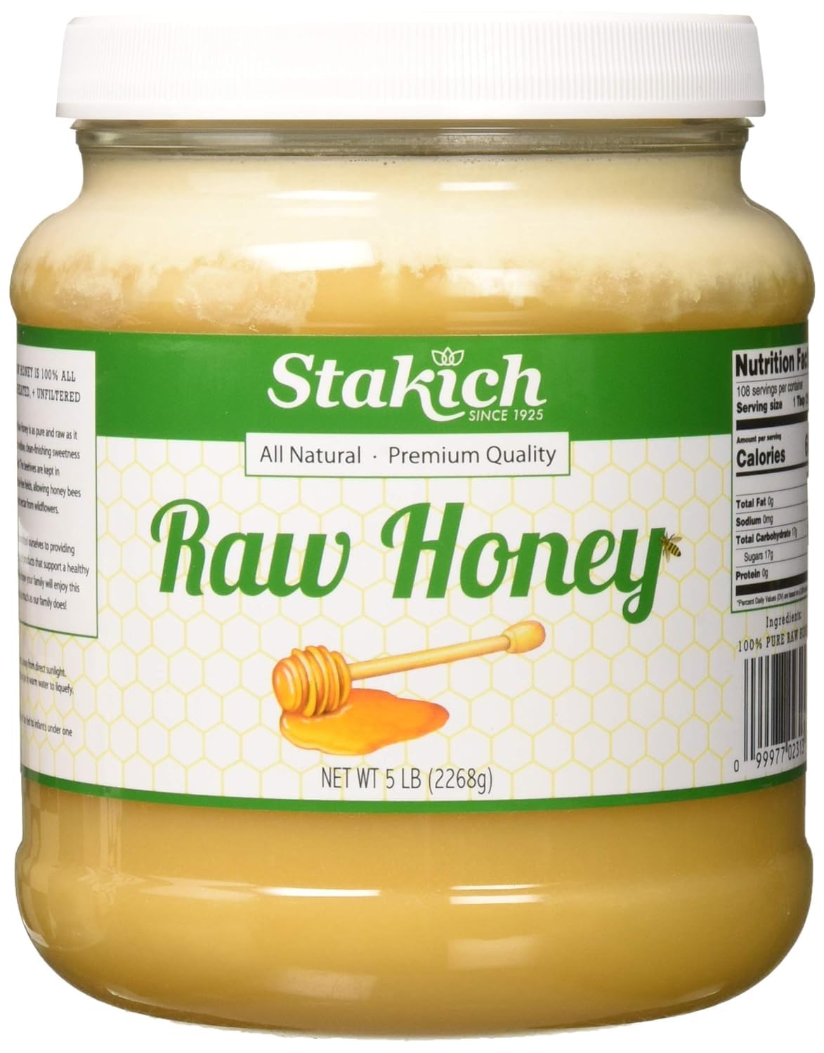 Stakich Raw Honey - Pure, Unprocessed, Kosher - 40 Ounce (2.5 Pound)