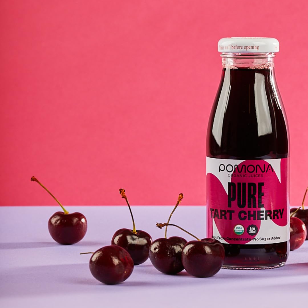 Pomona Organic Pure Tart Cherry Juice, Cold Pressed, Non-GMO, No Sugar Added, Not from Concentrate, Gluten Free, Kosher Certifie