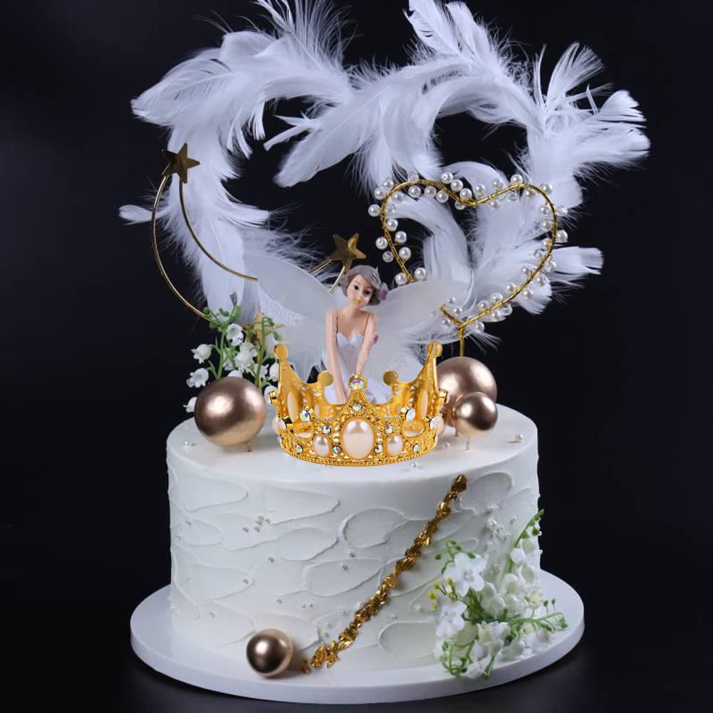 Sisbroo Gold Crown Cake Topper, 6 Pieces Happy Birthday Cake Toppers, Princess Crown Cake Decorations, Mini Crowns For Flower Ar