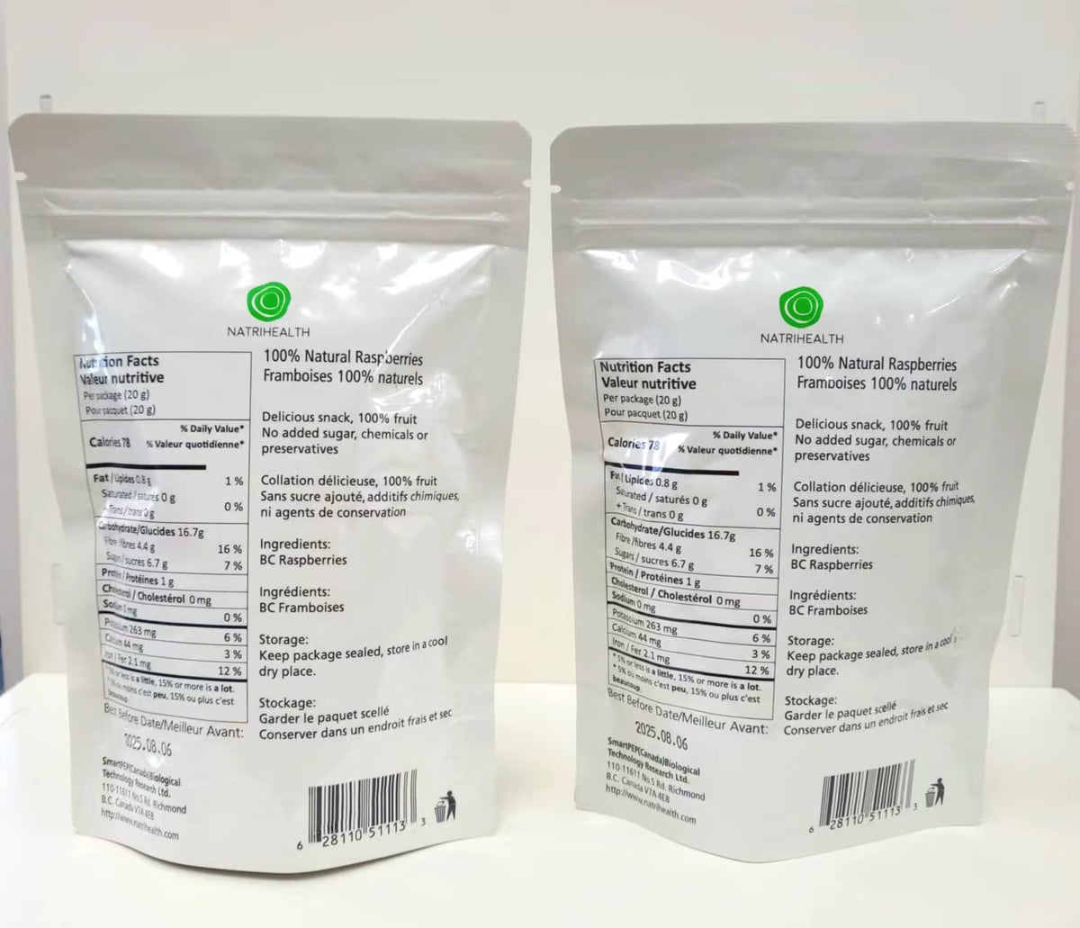 100% Canada Raspberries - Natrihealth Freeze Dried Raspberries 20G