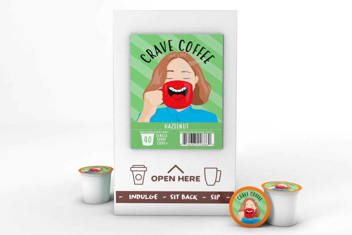 Crave Beverages Flavored Pods for 2 K-Cup malt-inspired, Hazelnut, 40 Count