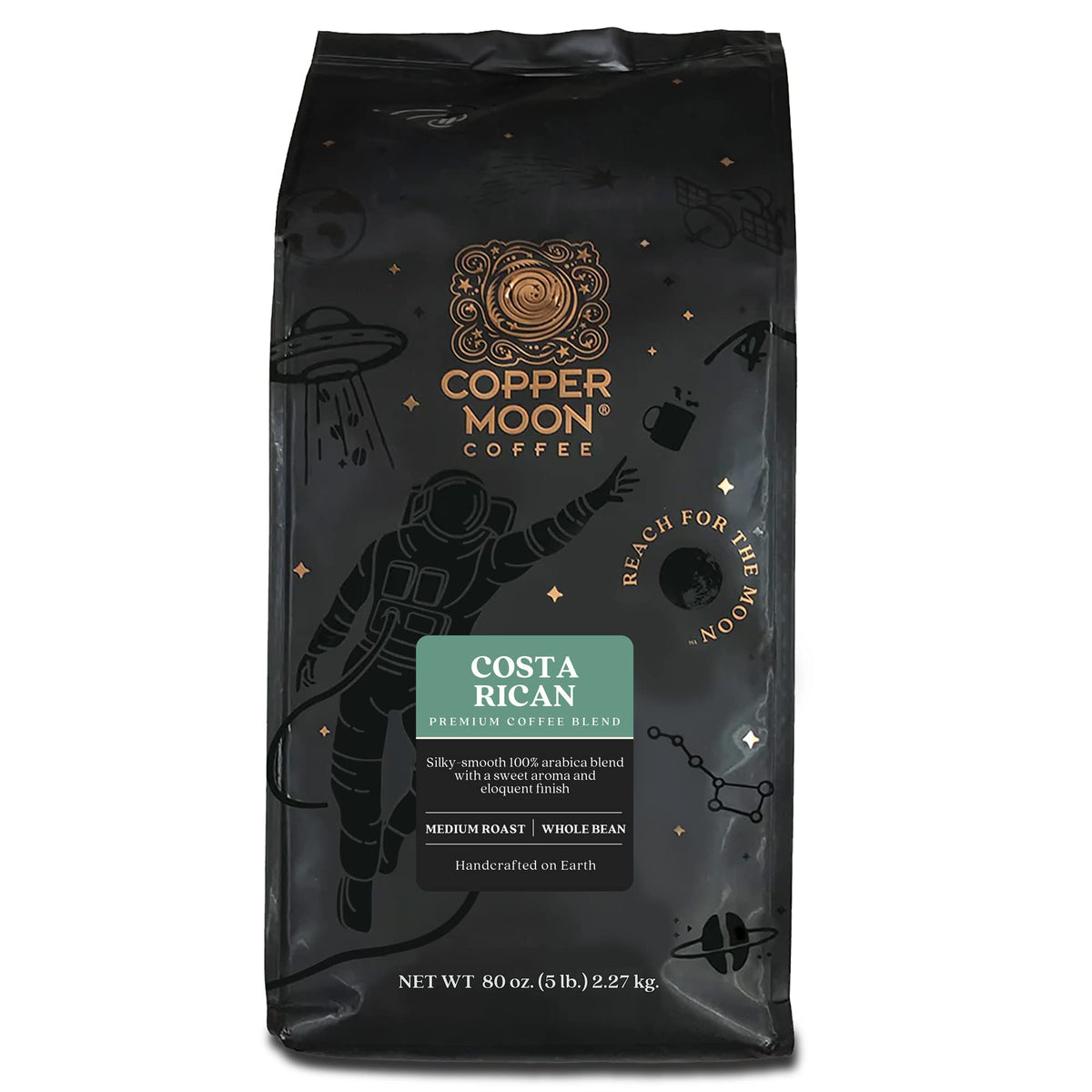 Copper Moon Whole Bean Coffee, Medium Roast, Costa Rican Blend, 5 Lb.
