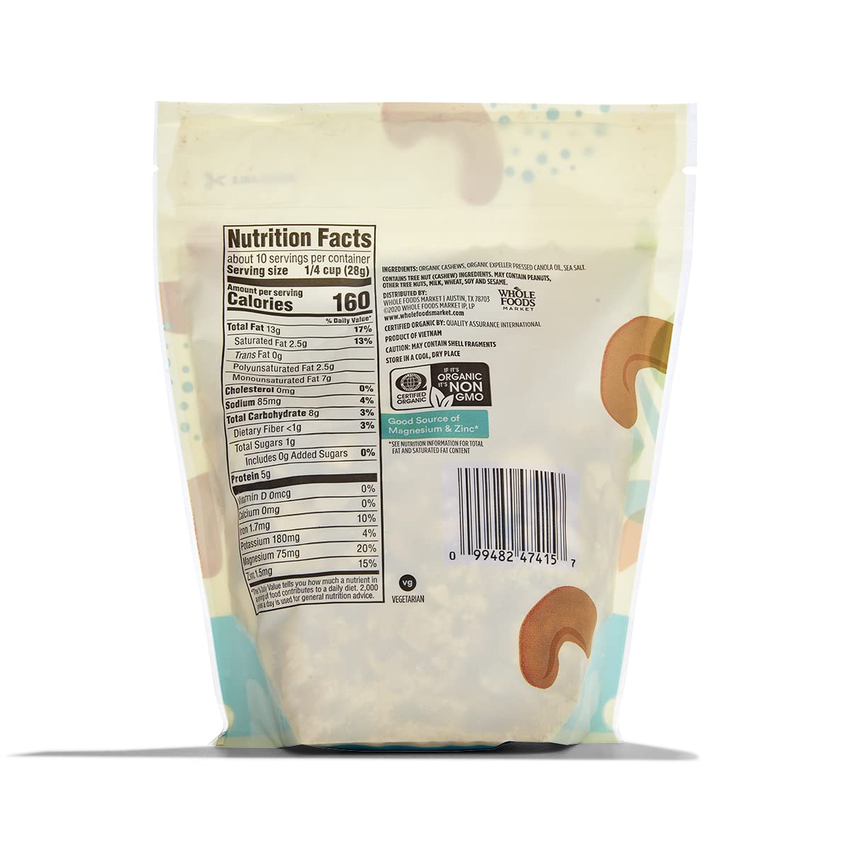 365 Everyday Value Organic Roasted & Salted Cashews, 10 Oz