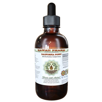 Hawaii Pharm Organic California Poppy Glycerite Herbal Supplement 4 Fl Oz Glass