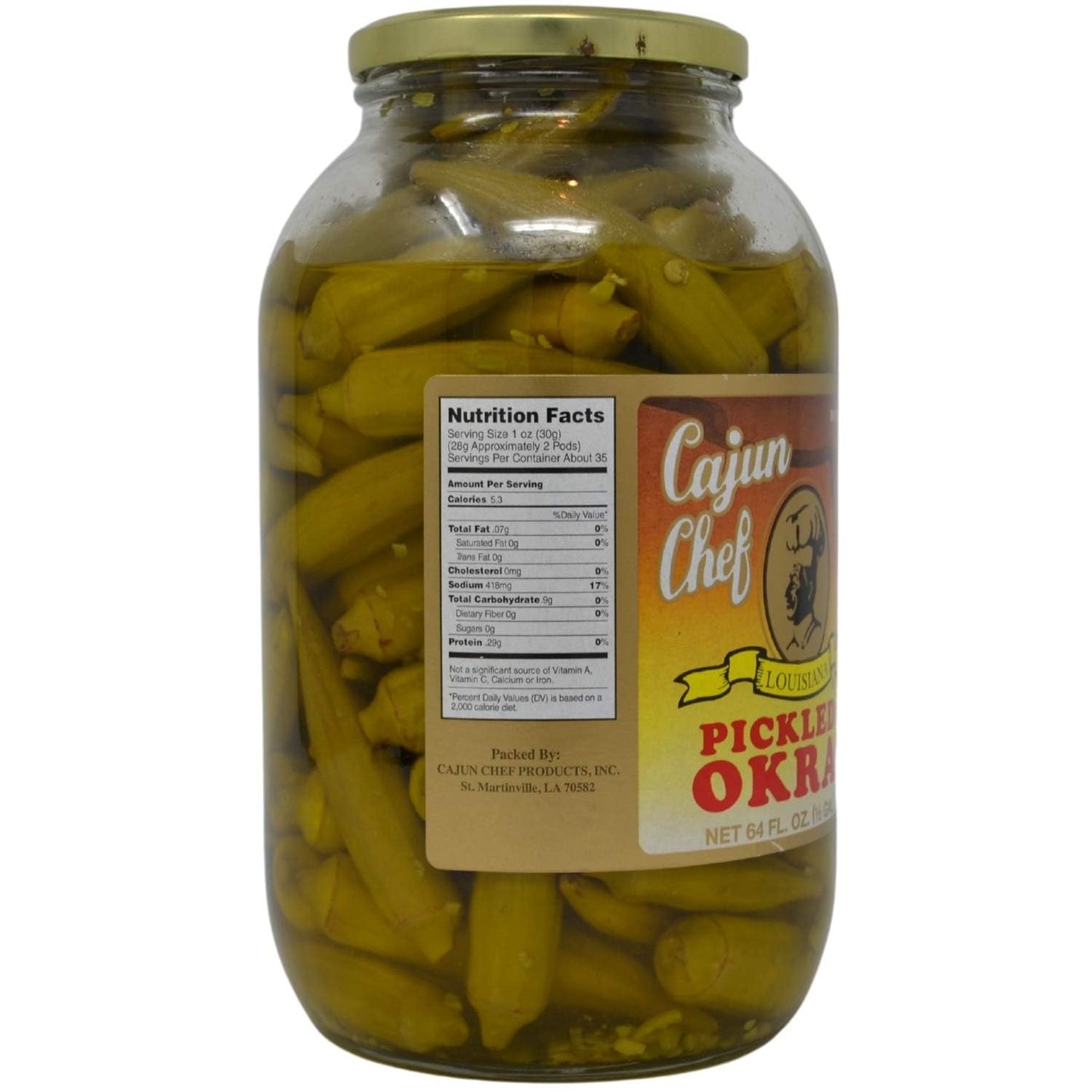 Cajun Chef Pickled Okra - Versatile Garnish for Dishes - 64 Fl Oz (Pack of 1)