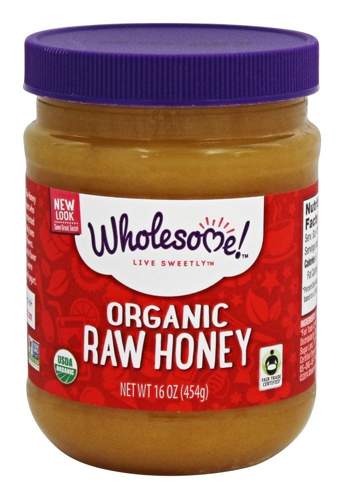 Wholesome Sweeteners 16-Ounce Organic Raw Unfiltered Honey Jar, 100% Pure, Fair Trade Certified, Non GMO Project Verified, & Glu
