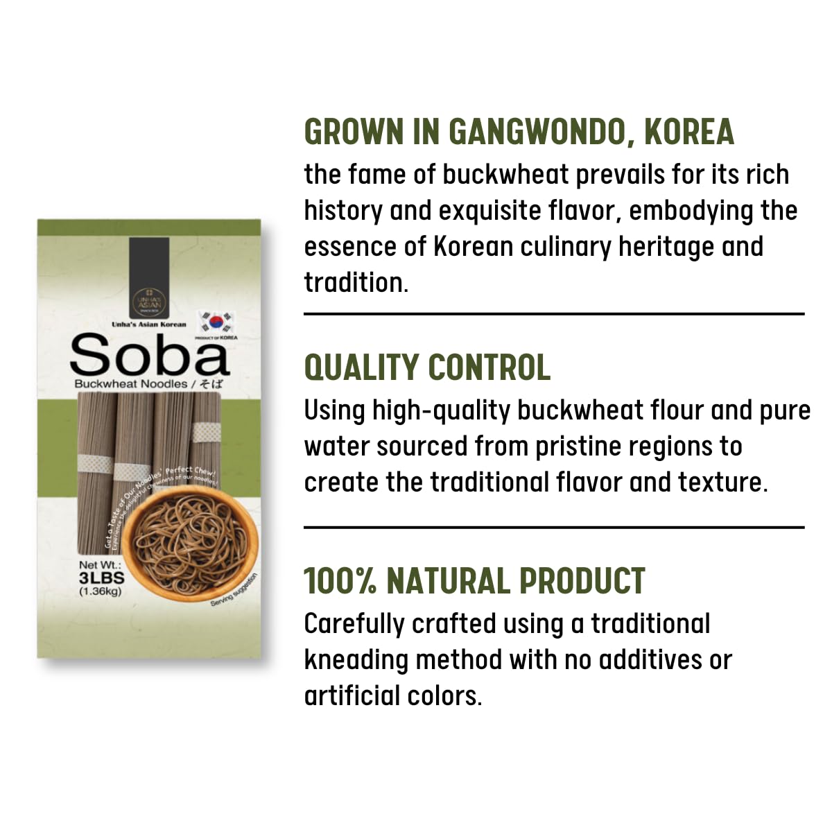 Unha s Japanese Soba Noodles, Air Dried Buckwheat Noodle, 3 Simply Ingredients, 3-Pound (Pack of 1) for Cold or Hot Soup Produc