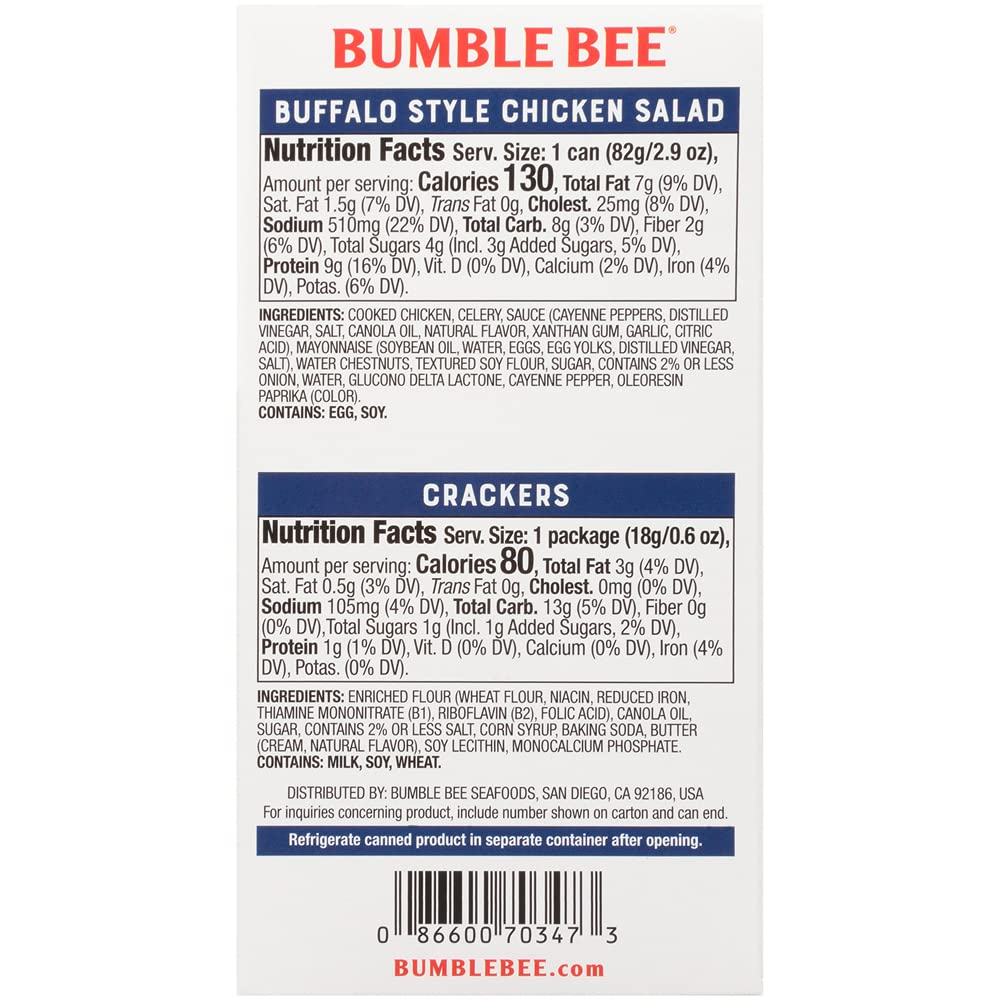 Bumble Bee Snack On The Run Buffalo Chicken Salad with Crackers Kit, 3.5 oz (Pack of 12) - Ready to Eat, Spoon Included - Shelf