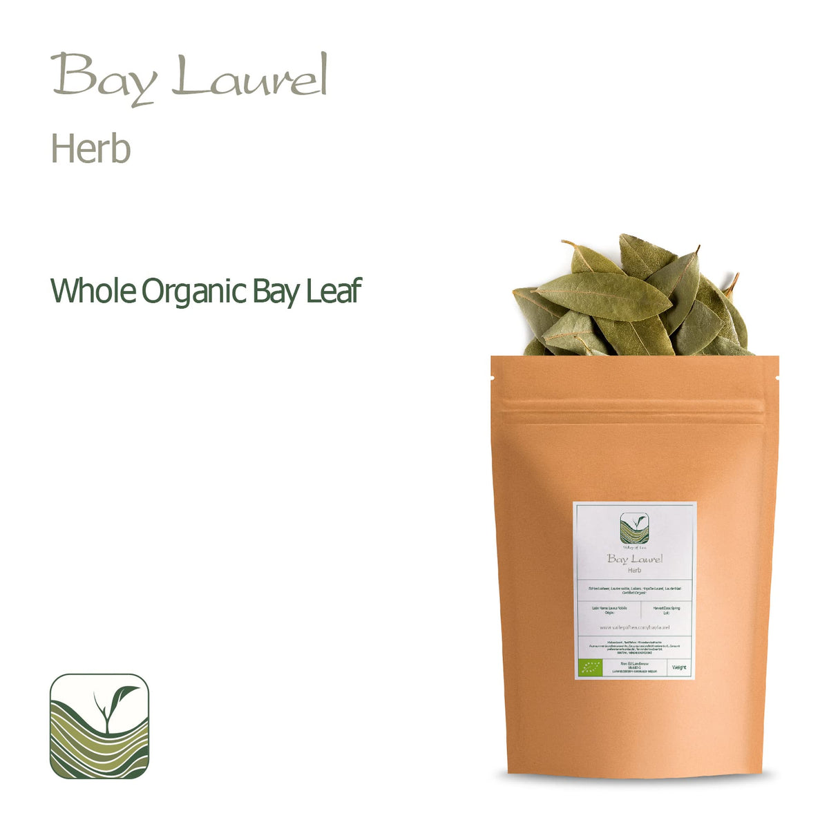 Valley of Tea Bay Leaf Organic Herb - Whole Culinary Quality - 100g
