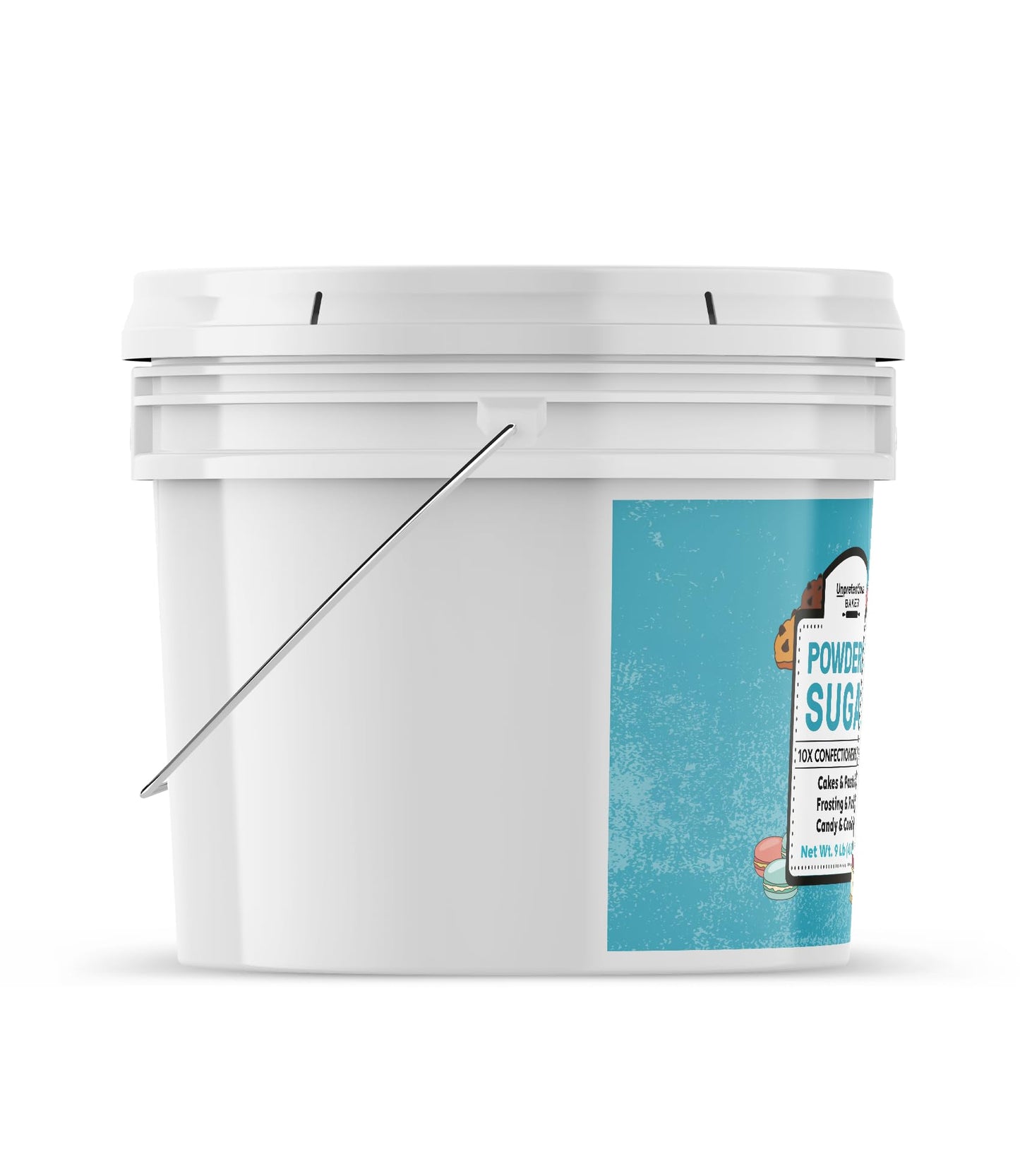 Unpretentious Powdered Sugar, Confectioners Sugar, 144 Ounce Bucket, White, Ideal for Baking and Desserts