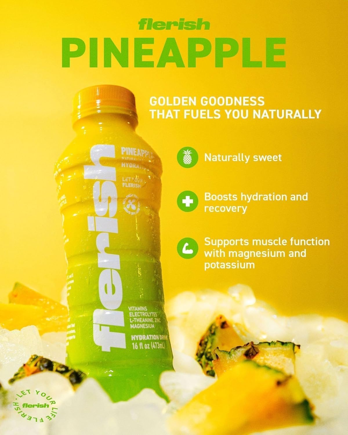 Flerish Enhanced Hydration Drink | Watermelon-Based Functional Beverage With Electrolytes | Magnesium & L-Theanine | No Artificial Sweeteners | 35 Calories (Variety, 12-Pack, 16 Fl Oz)