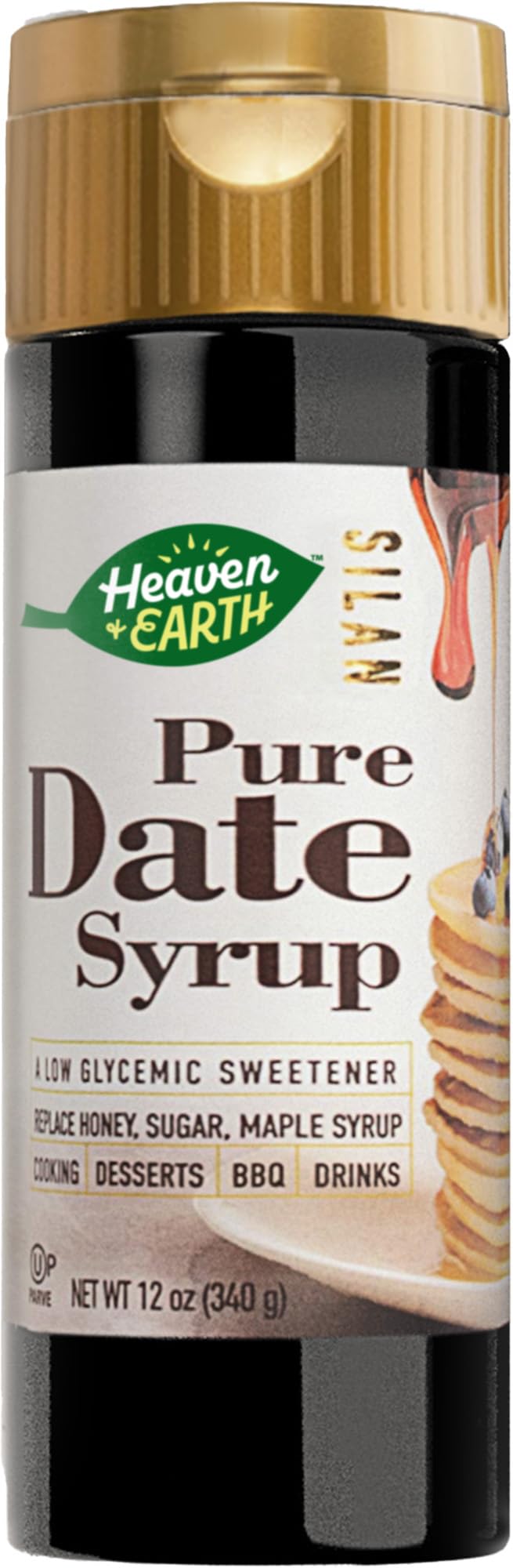 HEAVEN & EARTH Organic Silan Date Syrup, 12 Fl Oz - Natural Honey Alternative, Low Glycemic Index, Kosher