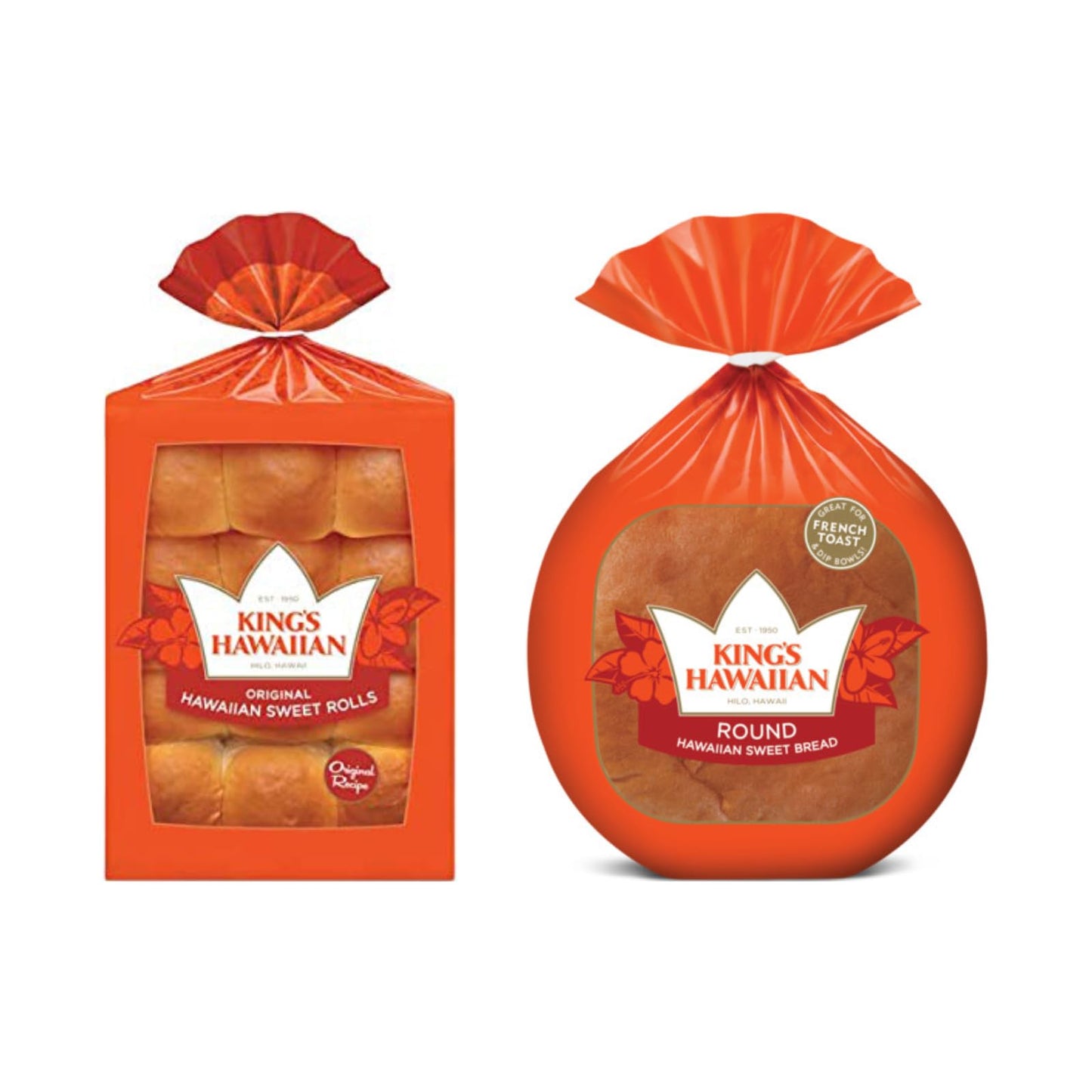 King's Hawaiian Classic Round Bread (16oz) & Sweet Roll (12Ct) (1ea) Variety Pack