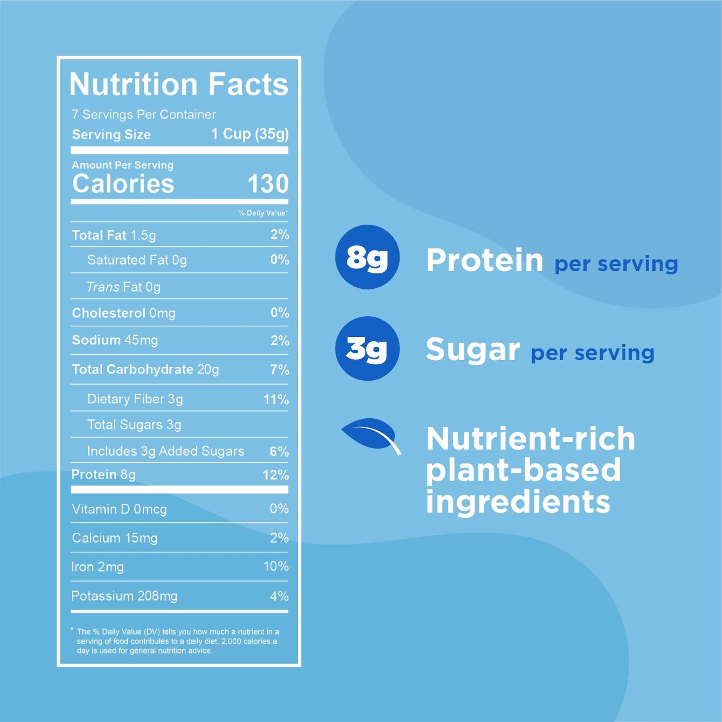 Plant-Based and Vegan Breakfast Cereal by Three Wishes - Frosted, 1 Pack - More Protein and Less Sugar Snack - Gluten-Free, Grai