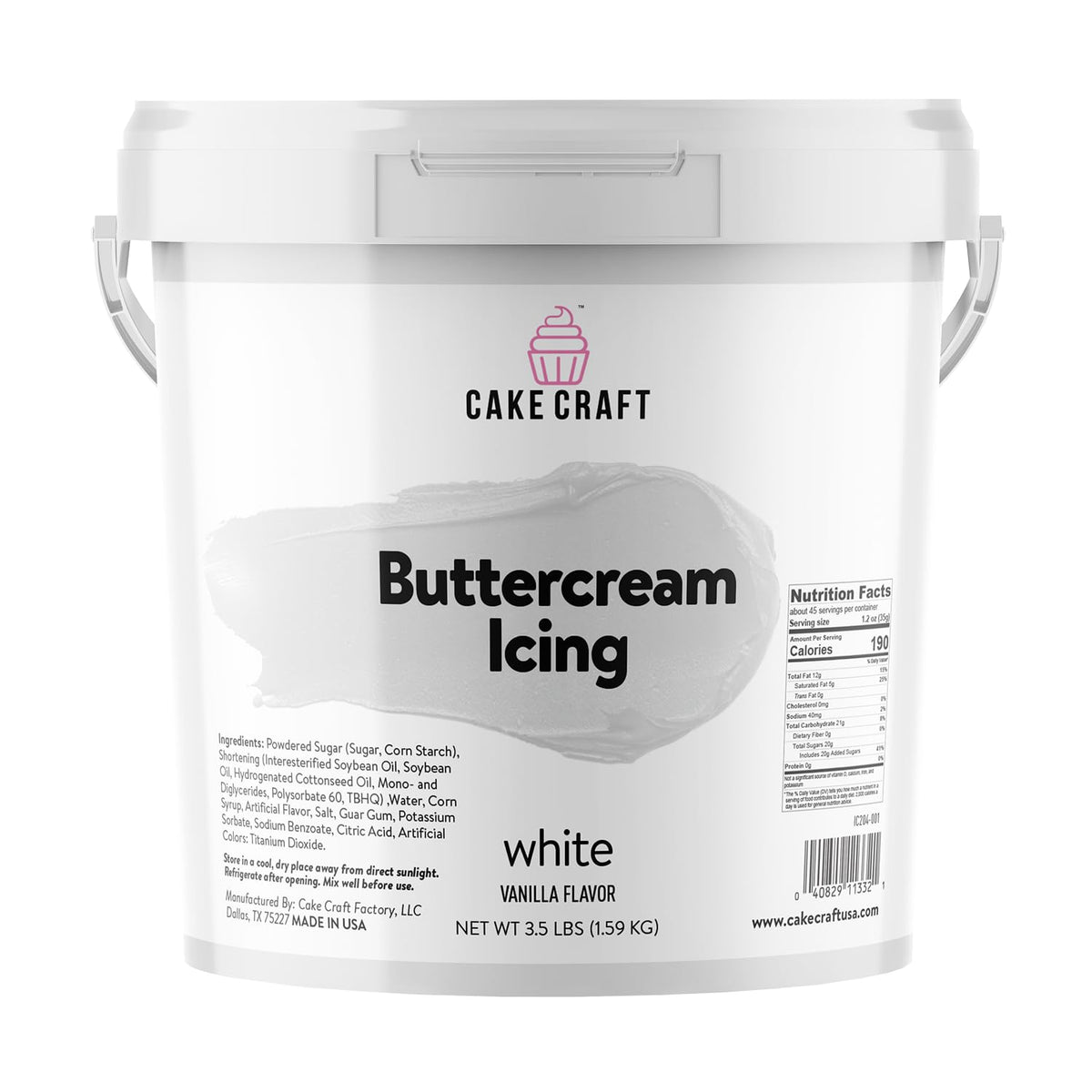 Cake Craft Buttercream Icing - 3.5 Lb Tub | Ready-To-Use Frosting For Cakes  Cupcakes  Cookies & More | Super Smooth Texture | No Prep Required | Vanilla Flavor
