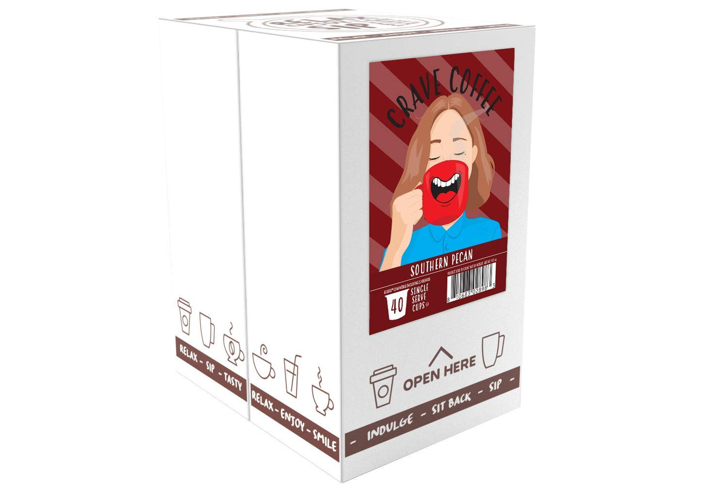 Crave Beverages Southern Pecan Flavored Coffee Pods, 40 Count, Compatible with 2 K-Cup malt-inspired