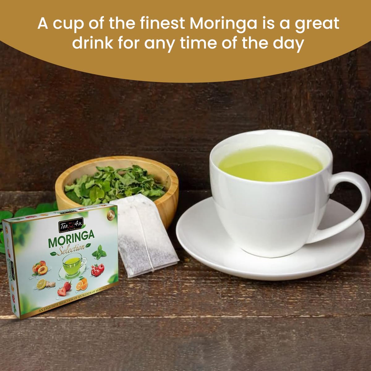 Tea4U Moringa Oleifera Flavored Energy Tea (Moringa Selection) | With Freshness Flavourful Blended Distinct Flavors - 25 Count S
