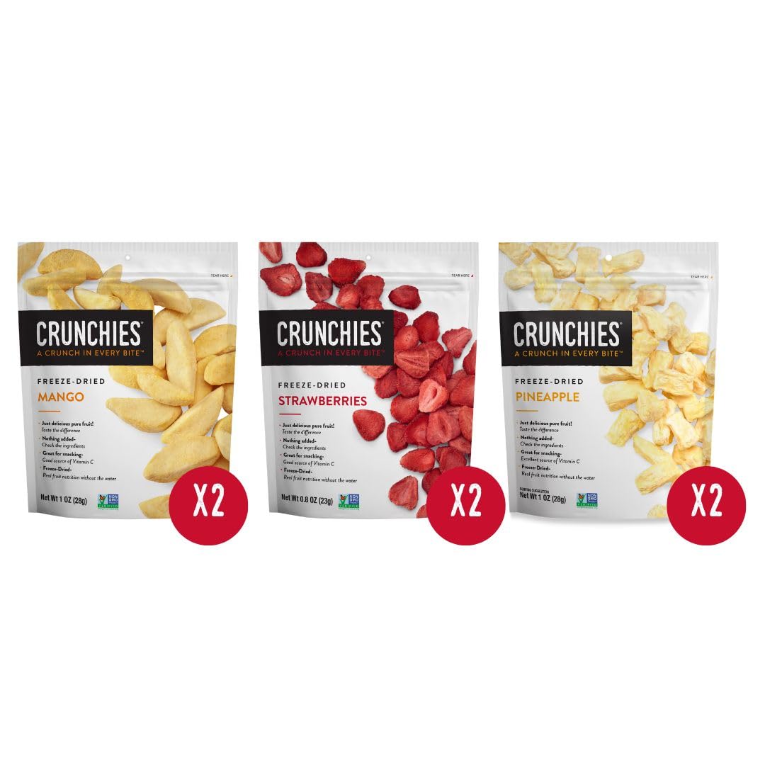 Crunchies Freeze-Dried Fruits, Tropical Variety Pack, 100% Natural, Non-GMO, Kosher, Pack of 6