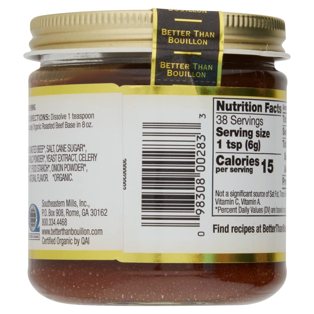 Better Than Bouillon Organic Roasted Beef Base, Blendable Flavor, 8 Ounce (Pack of 2)