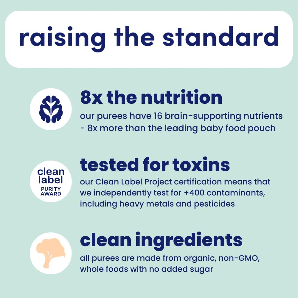 Cerebelly Organic Baby Food Pouches, Spinach Apple Sweet Potato Purees, 16 Nutrients, No Added Sugar, Fiber & Non-Gmo, 4Oz, 1 Count