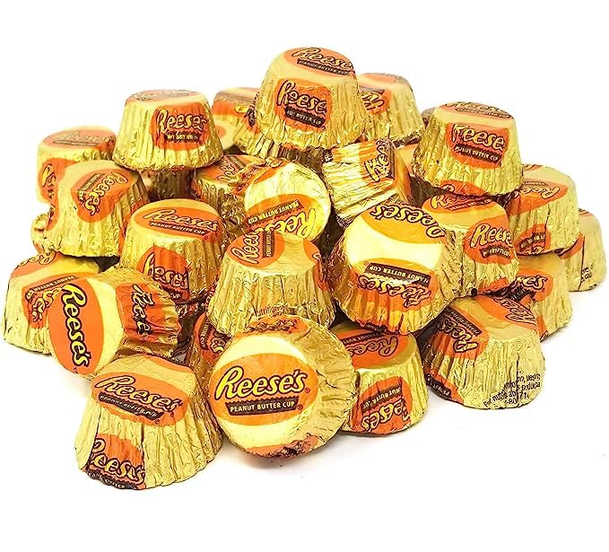 ReesePeanut Butter Miniature Cups - Individually Wrapped Milk Chocolate Candy Rees Miniature Peanut Butter Cups Bulk - 2 Pounds
