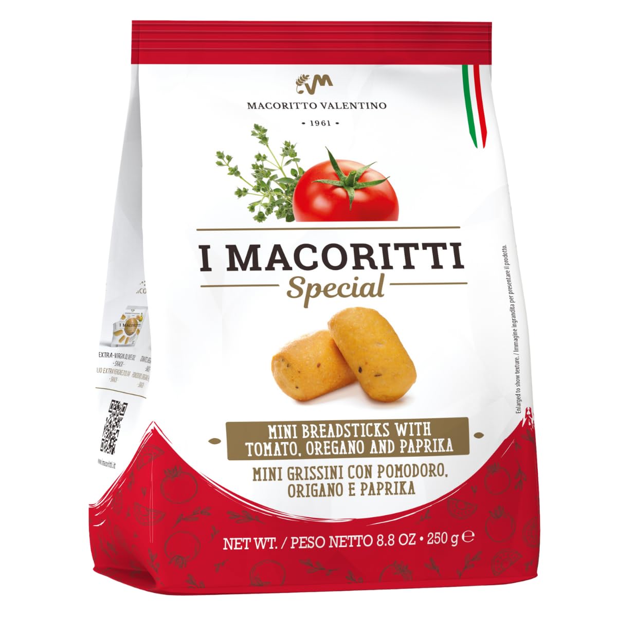 I Macoritti Special Breadsticks with Tomato, Oregano and Paprika | Dip & Bread Sticks Snacks - Made in Italy, Authentic Italian 