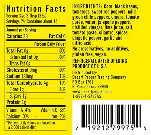 Desert Pepper Roasted Pepper Salsa, Medium, 16 Ounce, Corn, Model 719212799755