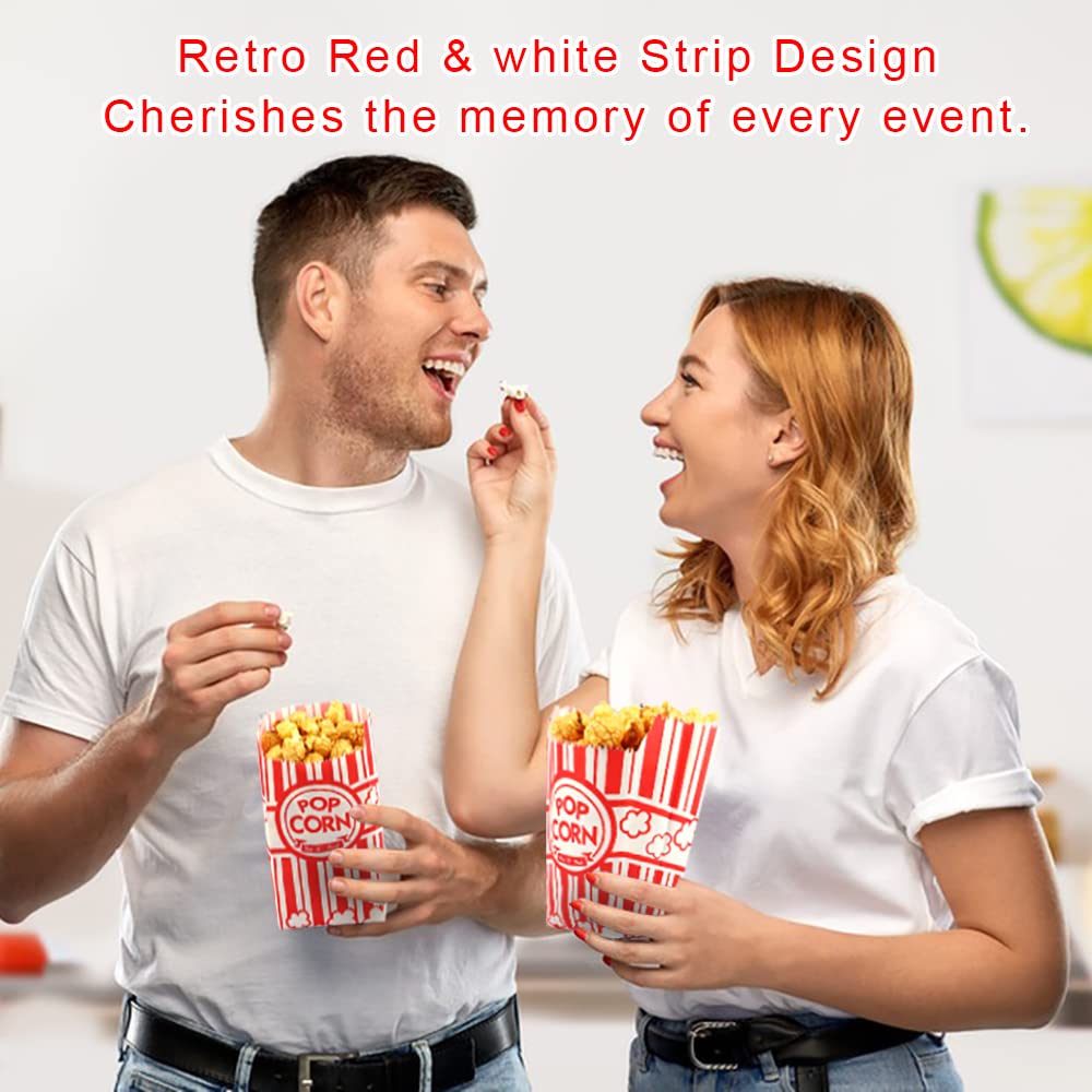 Zahaat Popcorn Bags, 1 OZ Red and White, Paper, Small, Bulk for Movie, Theater, Carnival Party