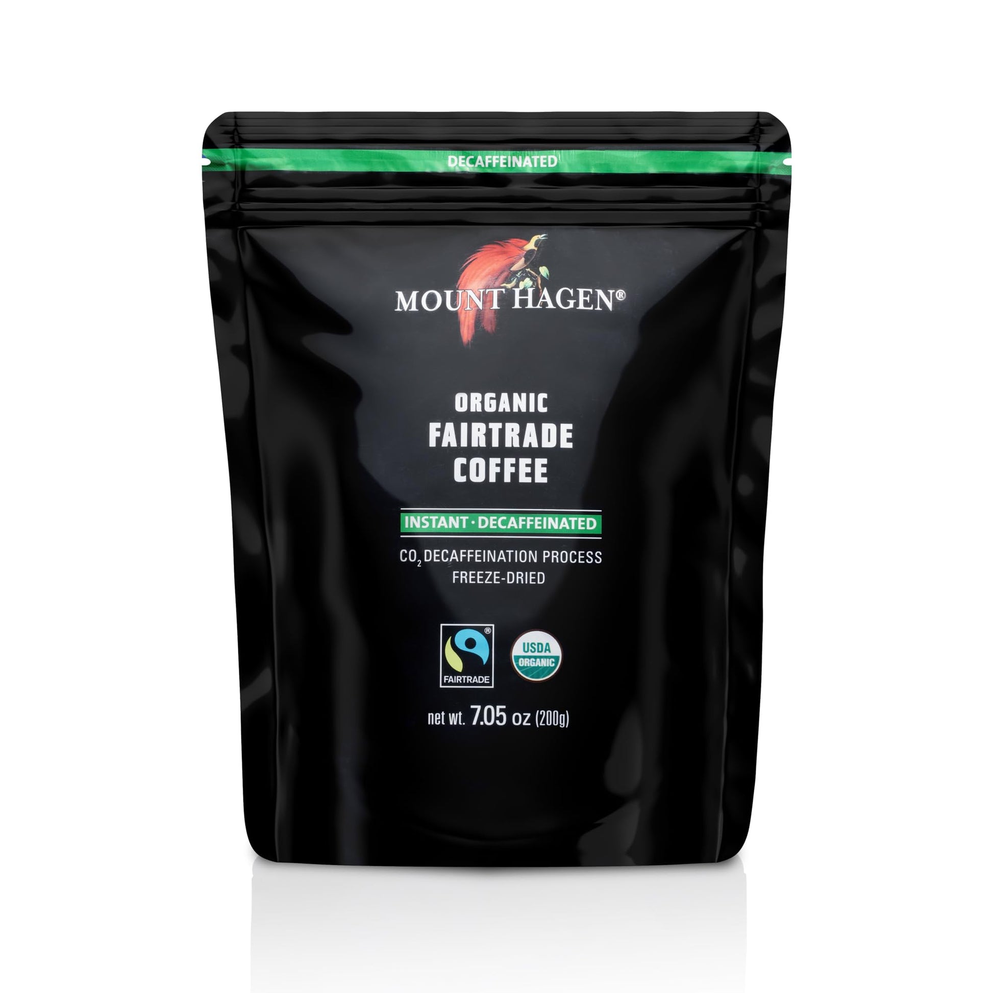 Mount Hagen 7.05oz Organic Freeze Dried Instant Decaf Coffee | Made From Organic Medium Roast Arabica Beans | Fair-Trade, Eco-fr