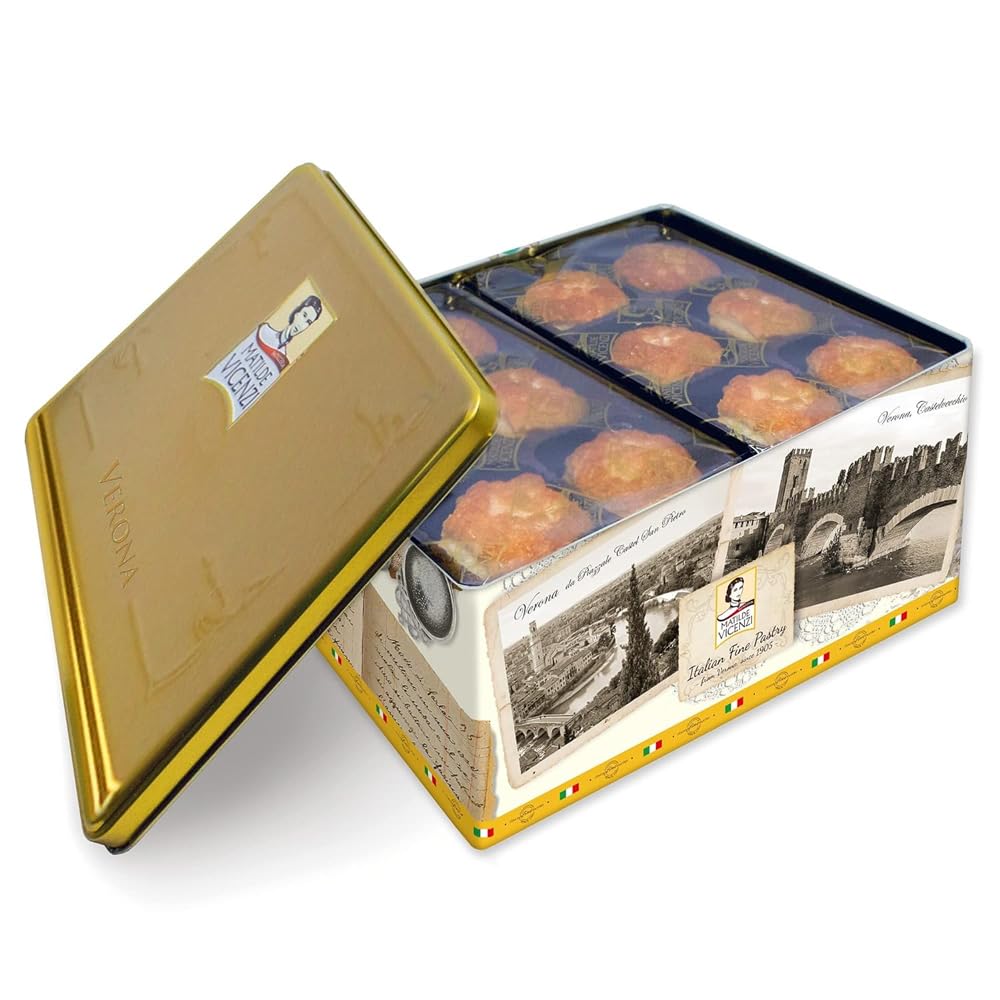 Pasticceria Matilde Vicenzi Verona Cookie Tin - Gourmet Italian Cookies Assortment - 27oz (765g) - Individually Wrapped Trays