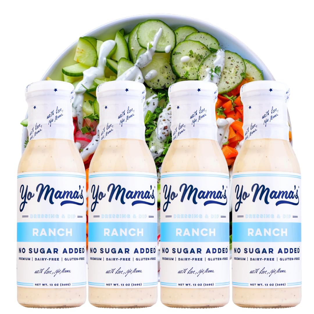 Keto Ranch Salad Dressing And Dip By Yo Mamas Foods - Pack Of (4) - Low Carb, Low Sodium, And Gluten-Free
