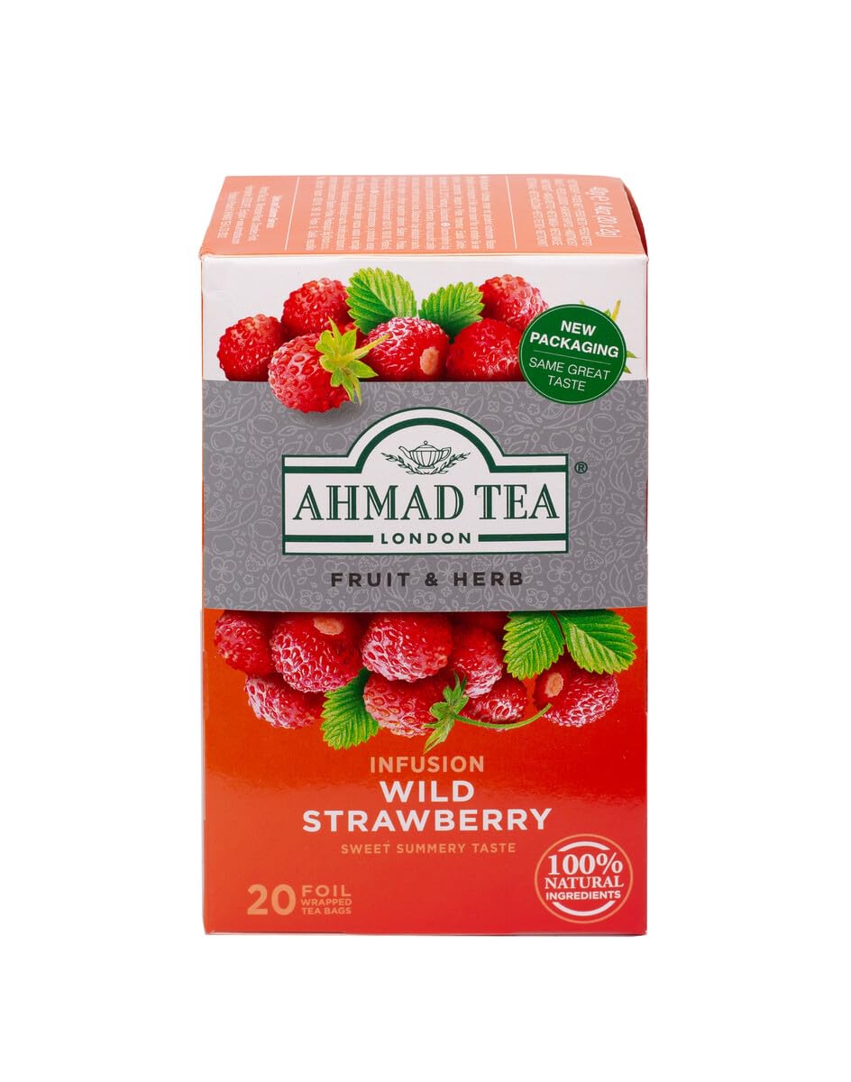 Ahmad Tea Wild Strawberry Herbal Infusions, 20 Count, Brown