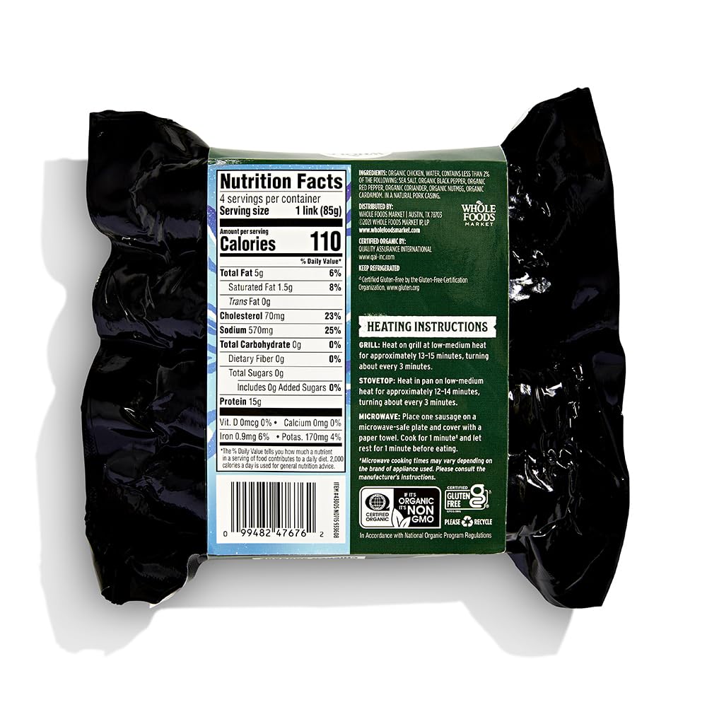 365 By Whole Foods Market, Chicken Sausage Bratwurst Organic Step 3, 12 Ounce