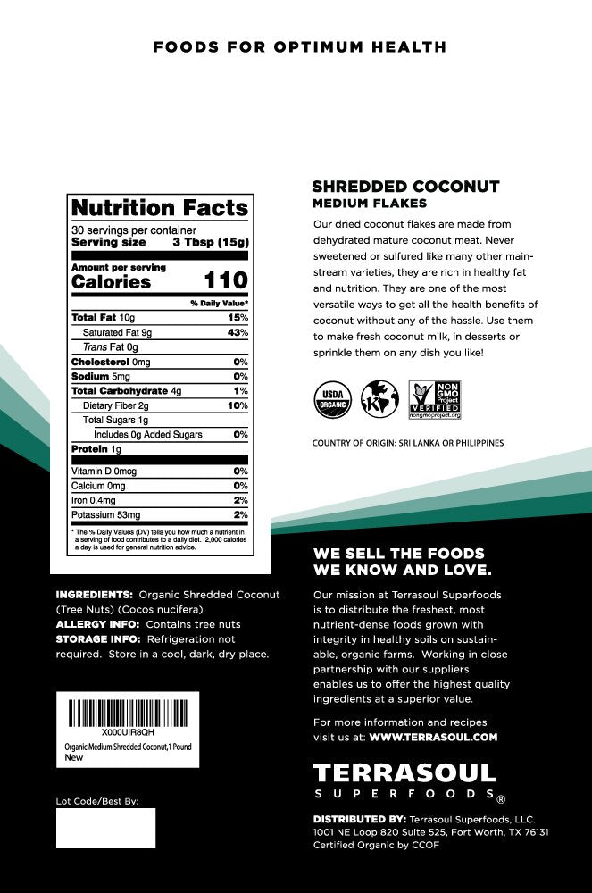 Terrasoul Superfoods Organic Coconut Flakes, 3 Lbs (3 Pack) - Medium Flakes | Unsweetened | Perfect for Baking