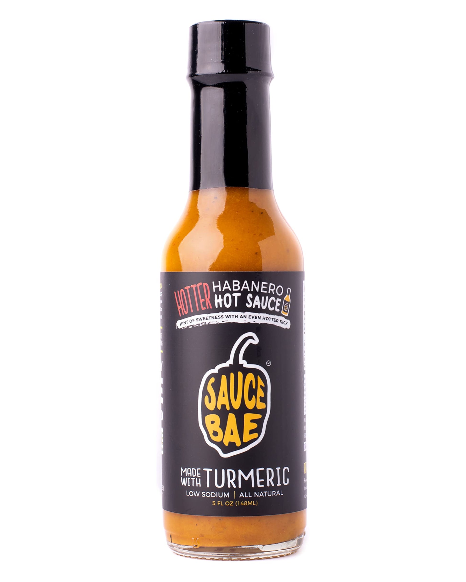Sauce Bae Hotter Habanero All-Natural Hot Sauce, 5 fl oz - Hint of Sweetness with More Heat - Made of Pineapple, Turmeric & Ghos
