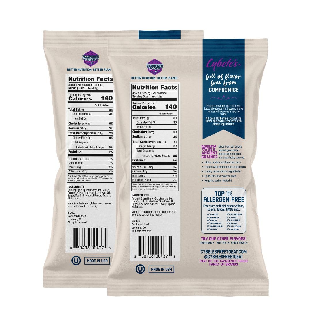 CYBELES FREE TO EAT Ancient Grain Pops - Gluten-Free, Vegan Snacks, 4oz Pack of 2