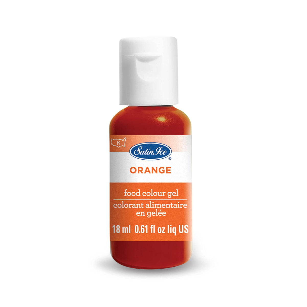 Satin Ice Food Color Liquid Gel, 0.61 fl oz Bottle, Orange