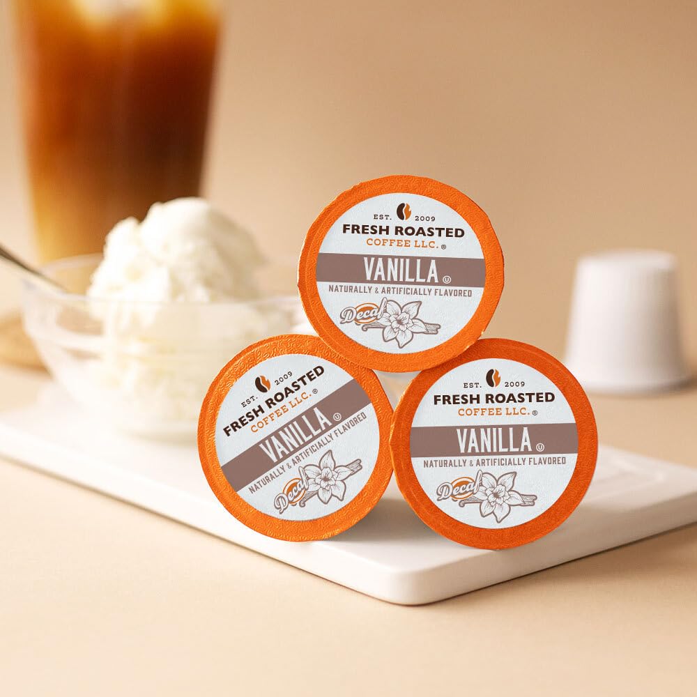 Fresh Roasted Coffee Decaf Vanilla Flavored Coffee Pods 72 Count