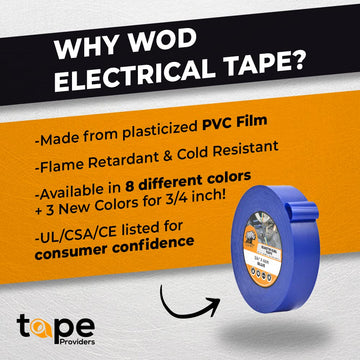 Wod Etc766 Professional Grade General Purpose Orange Electrical Tape Ulcsa Listed Core Vinyl Rubber Adhesive Electrical Tape: 15