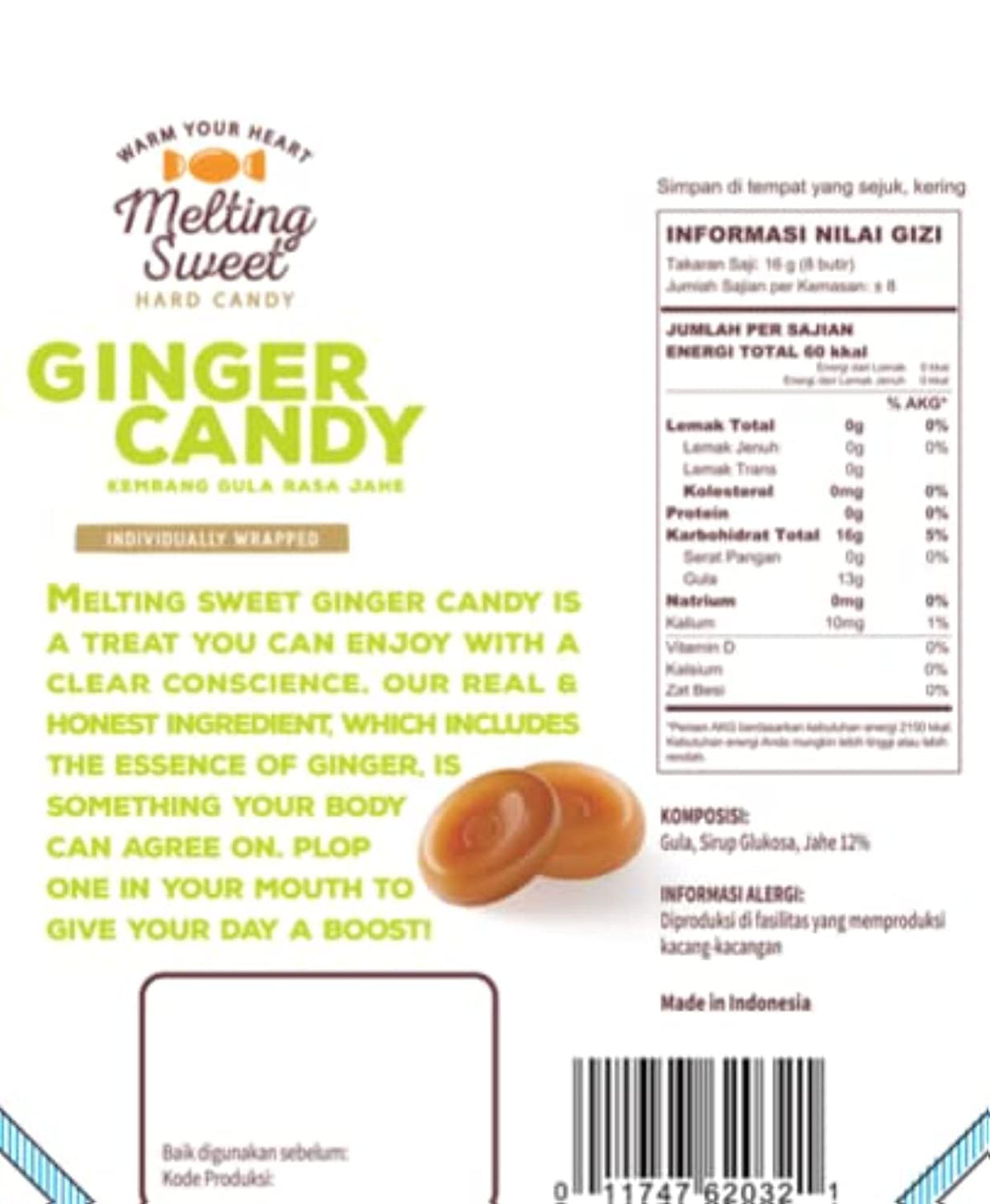 Melting Sweet Premium Individually Wrapped Hard Candy (Ginger, 4.4Oz, Pack Of 1)