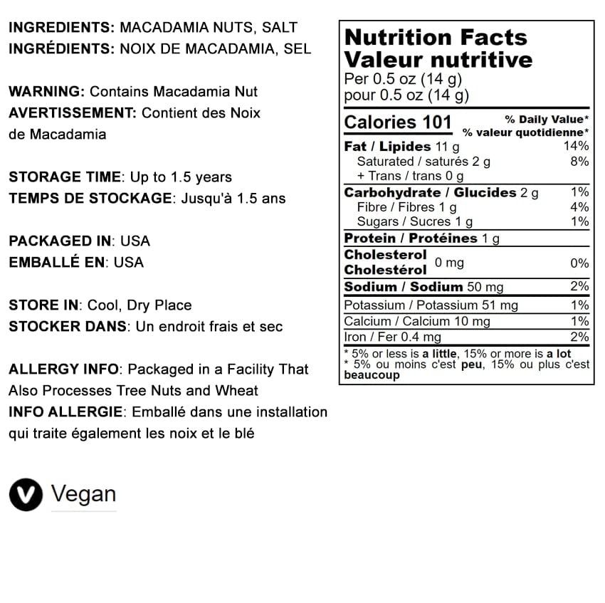 Food To Live Dry Roasted Macadamia Nuts With Himalayan Salt, 8 Pounds - Oven Roasted Whole Nuts, Lightly Salted, No Oil Added, V