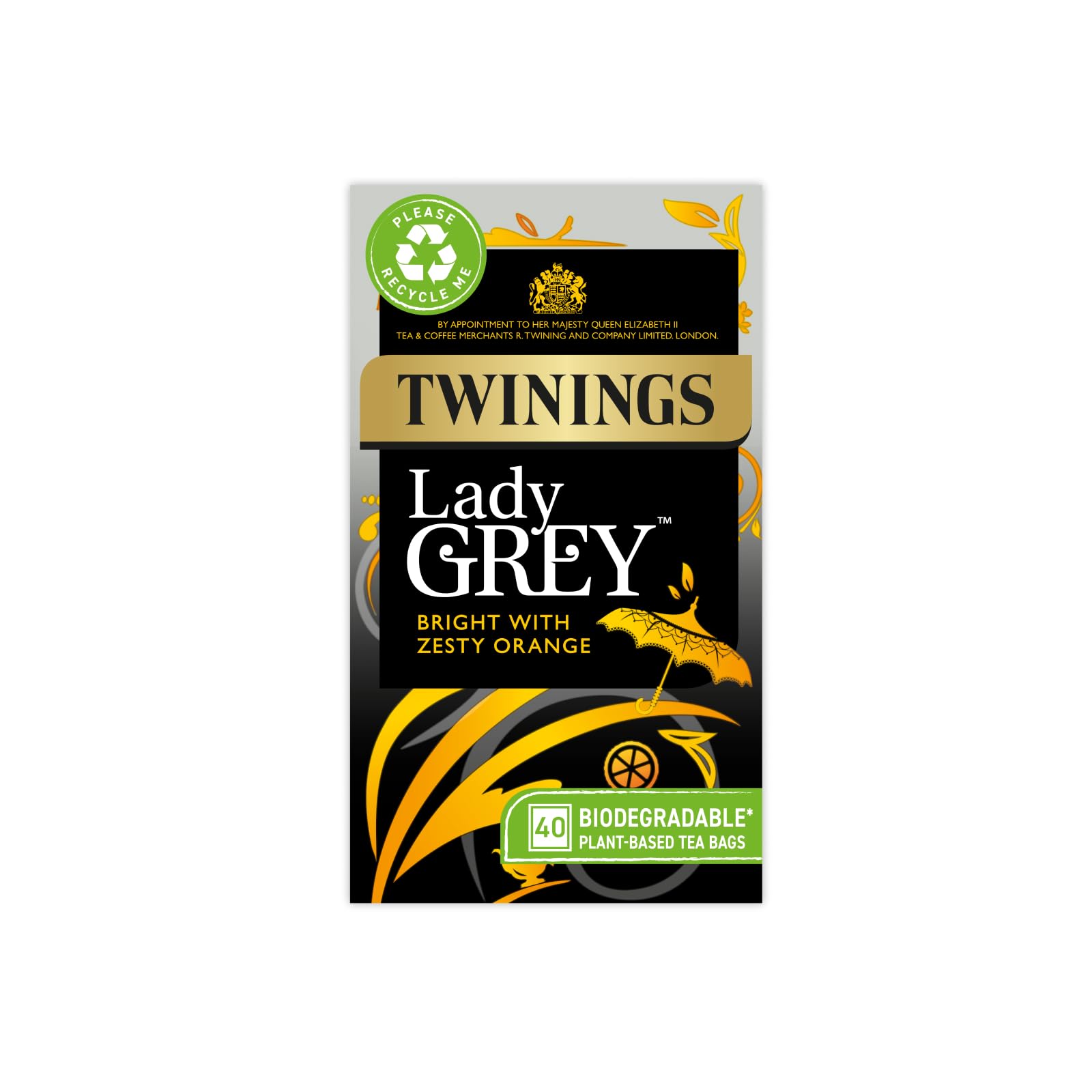 Twinings Lady grey Tea  Bright & Refreshing Black Tea with Zesty Orange  40 Biodegradable Tea Bags