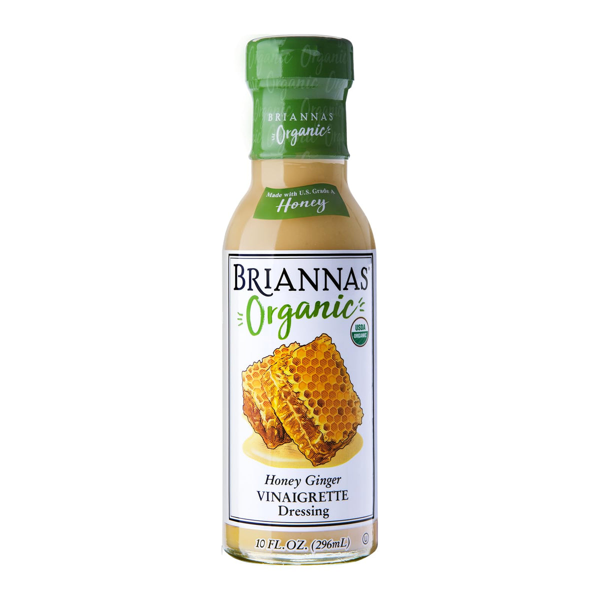 BRIANNAS - Organic Honey Ginger Vinaigrette Dressing - Certified Kosher & Organic Salad Dressing made with enhanced Ingredients - 10 oz. Bottle
