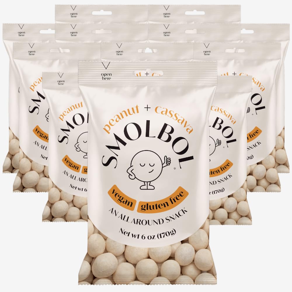 SMOLBOL Roasted Peanut in a Crunchy Cassava Crust | Lightly Salted | Gluten-Free Snack | Vegan Snack | Small Peanut Balls | Ovin