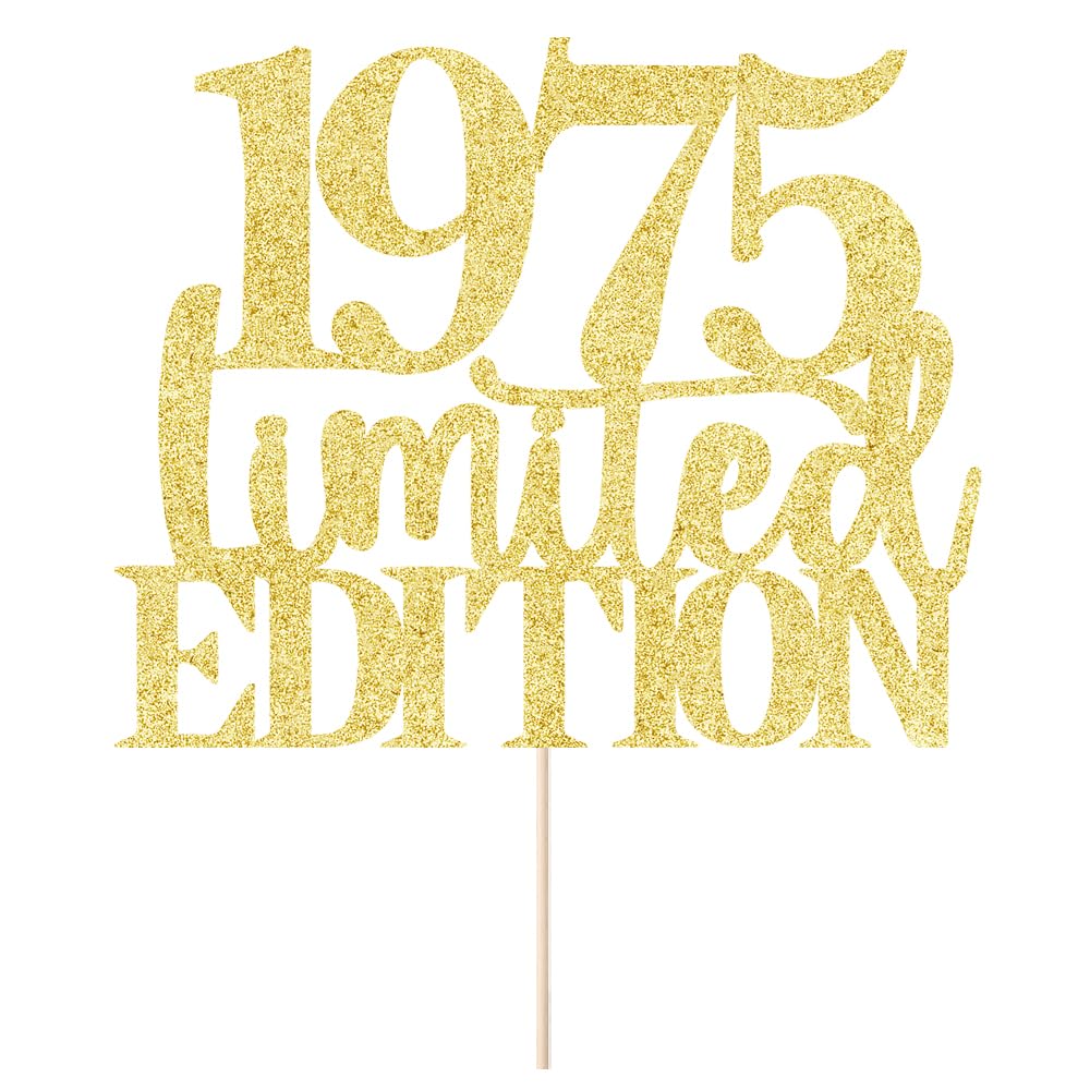 Yetxel 1975 Cake Topper - Limited Edition Golden Glitter Decoration for 50th Birthday Celebration